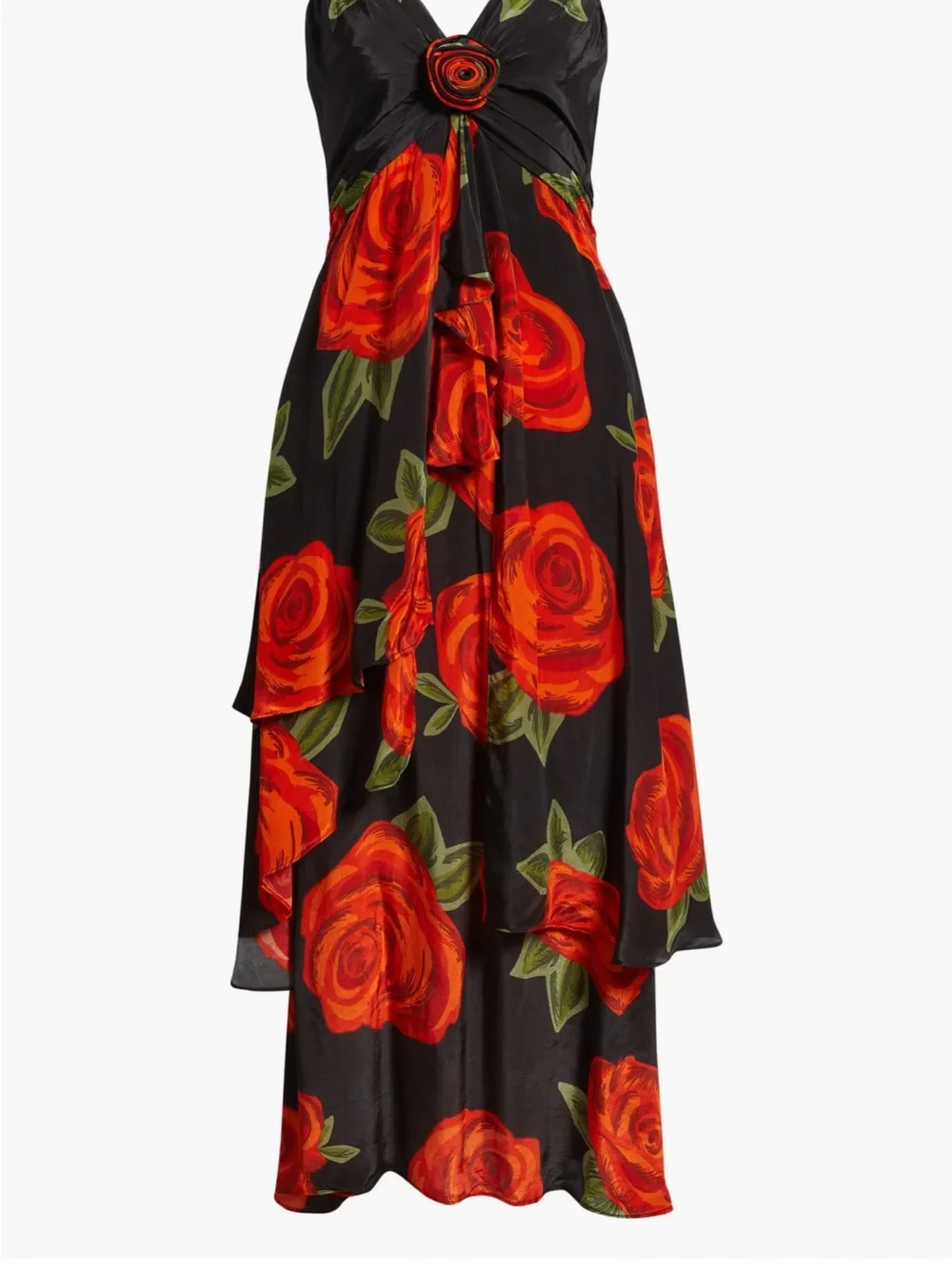 FARM Rio Black & Vivid Orange Floral Dress with Rosette - Picture 5 of 12